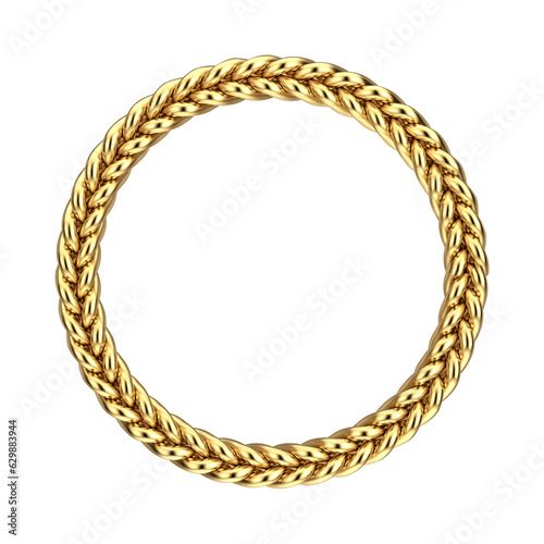 Metal Golden Rope in Shape of Circle with Free Space for Your Design. 3d Rendering
