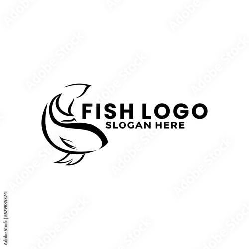 Fish simple Logo icon vector, fish line illustration logo template