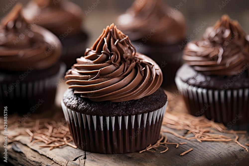 Chocolate cupcake closeup view Chocolate cupcake closeup view