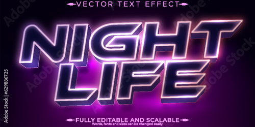 Nightlife text effect, editable party and music text style