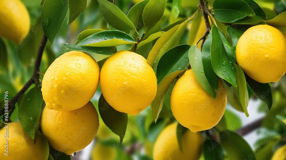 Lemons on a tree, created with Generative AI