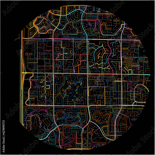 Colorful Map of CoralSprings, Florida with all major and minor roads.