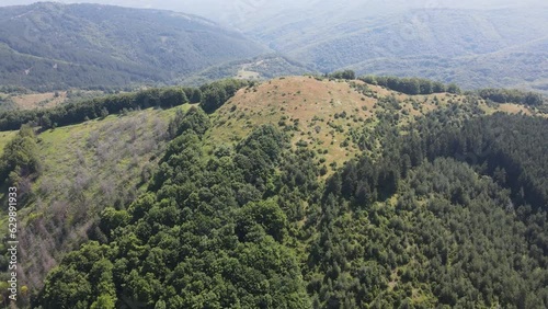 Aerial Summer Landscape of Erul mountain near Kamenititsa peak, Pernik Region, Bulgaria photo