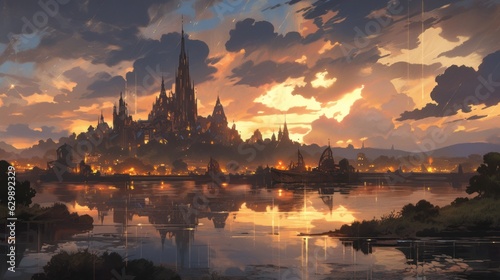 城のある風景,Generative AI AI画像