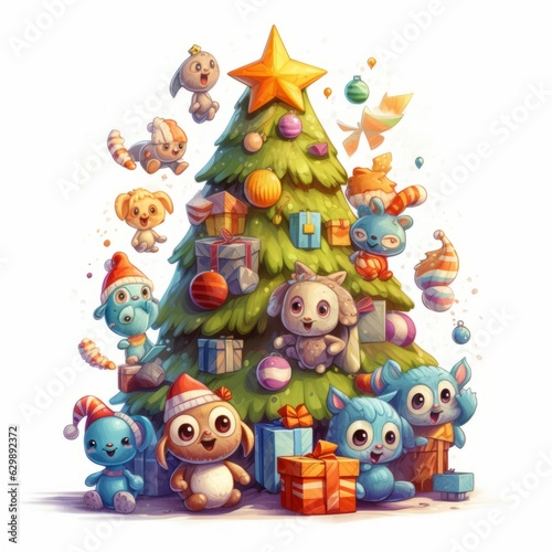 Wallpaper Mural Christmas Themed Character Graphics Element created with Generative AI Torontodigital.ca