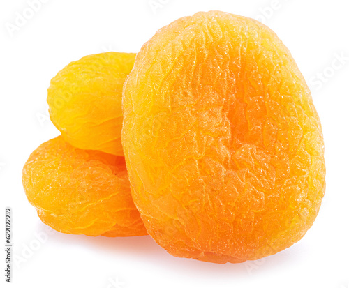 Dry apricots isolated on white background.
