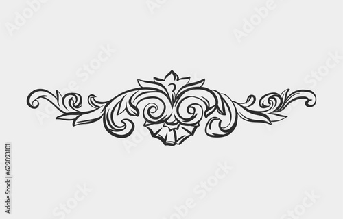 Hand drawn vector abstract outline,graphic,line vintage baroque ornament floral frame border in minimalistic modern style.Baroque floral vintage outline design concept.Vector antique frame isolated.
