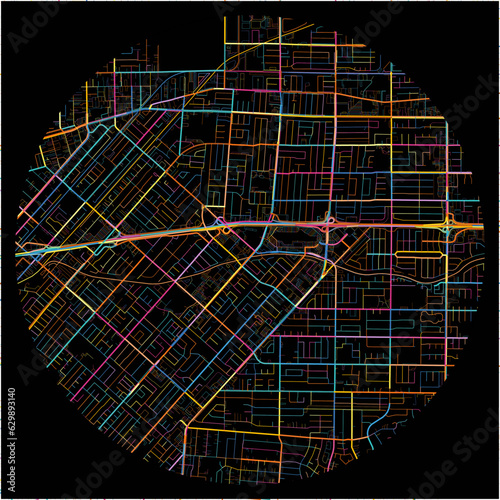 Colorful Map of WestCovina, California with all major and minor roads.