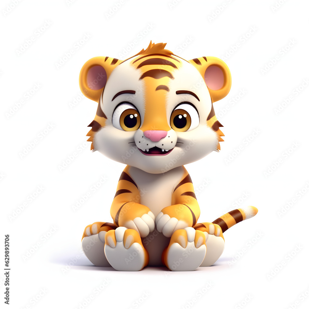 Cute Tiger 3d animation Made with Generative AI