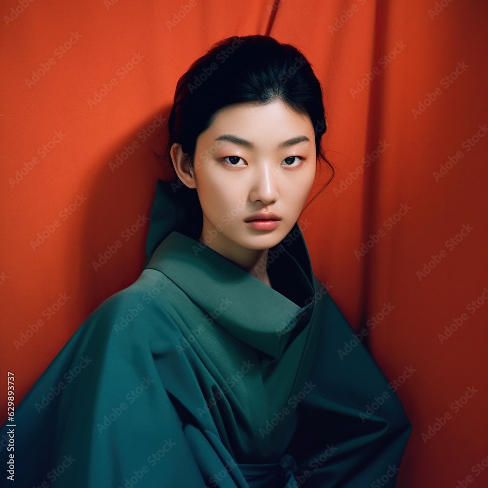 Fototapeta premium Illustration of a fashion portrait AI Generated