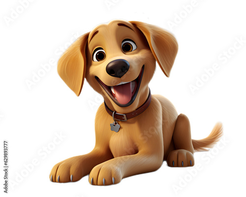 Happy Pet Dog Golden Retriever Transparent Background Generative Ai