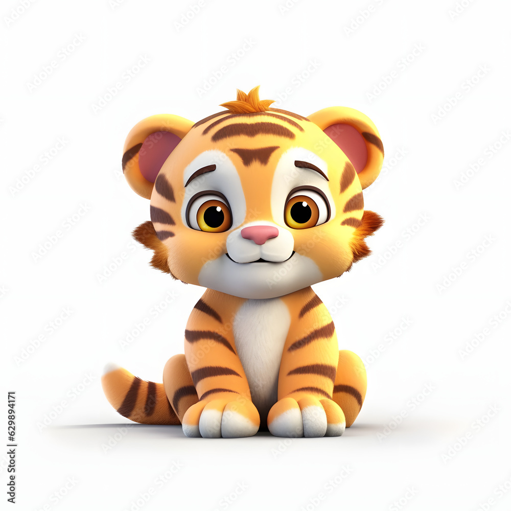 Cute Tiger 3d animation Made with Generative AI Cute Tiger 3d animation Made with Generative AI