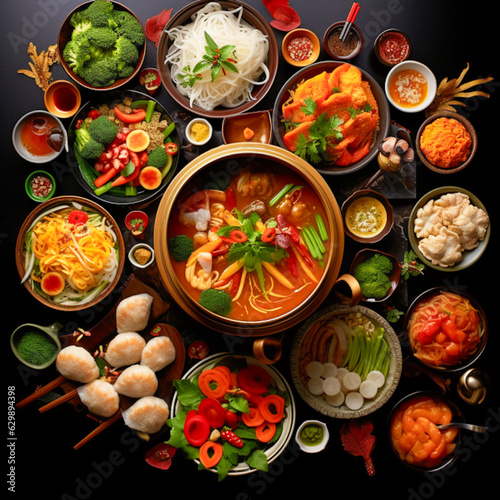 Bowl of Soup Surrounded by Bowls of Food, a delicious and healthy meal