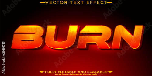 Fire flame text effect, editable red and hot text style