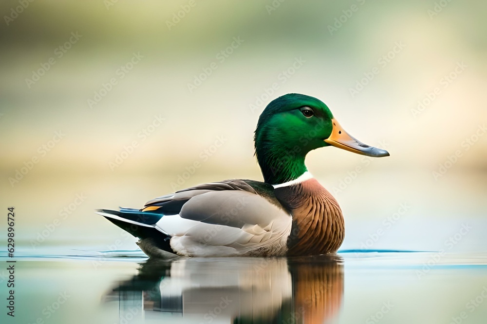 Fototapeta premium duck on the water generated Ai.