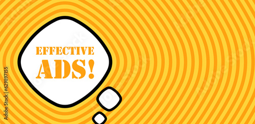 Speech bubble with effective ads text. Boom retro comic style. Pop art style. Vector line icon for Business and Advertising