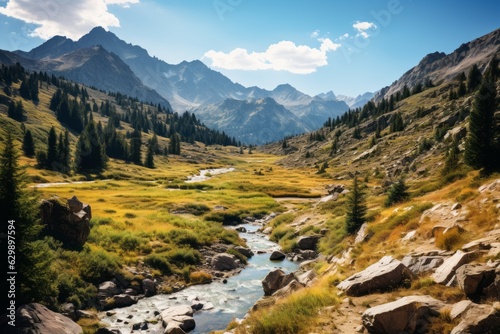 Rocky Mountain Pass with Breathtaking Vistas, Generative AI © Giantdesign