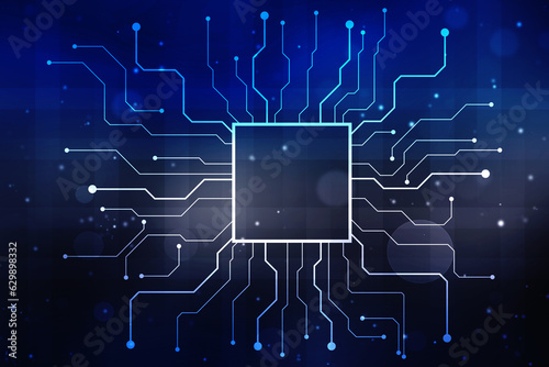 Abstract futuristic circuit board Illustration, Circuit board with various technology elements. Circuit board pattern for digital abstract technology background