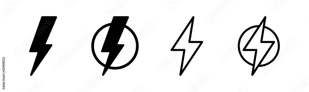 Lightning icon set illustration. electric sign and symbol. power icon. energy sign Lightning icon set illustration. electric sign and symbol. power icon. energy sign