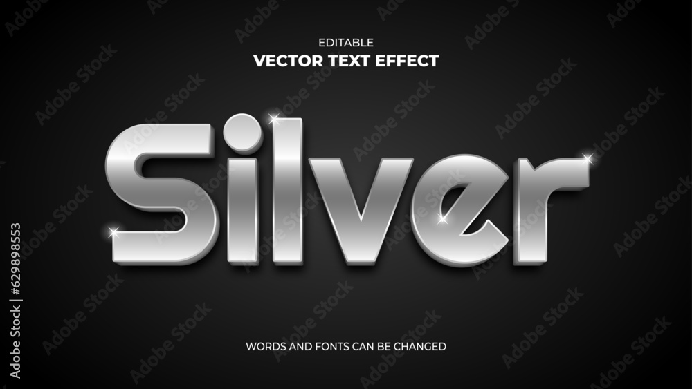 3d silver metalic editable text effect