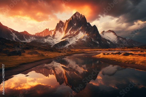 Rocky Mountain Range at Sunset, Generative AI © Giantdesign