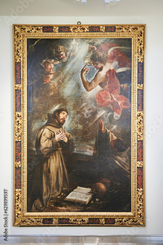 Paint of San Francisco de Asis and the Angel. 1659 by Mateo Cerezo