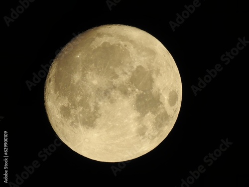Obraz na płótnie Yellow moon on a black background, super full moon