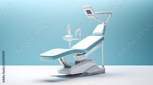 Elegant Teal Isolate Dental Chairs in Teal and White Seamless Background - Generative AI 