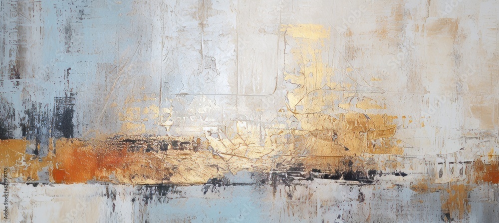 Obraz premium Gold paint peeling on vintage wall texture background. Generative AI technology.