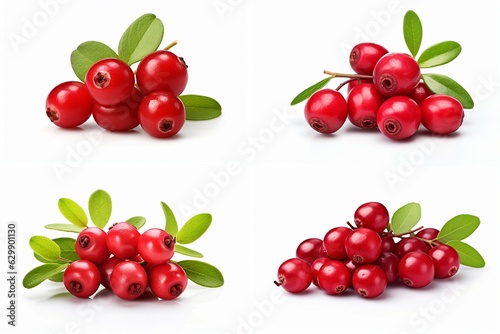 lingonberry set isolated on white background.