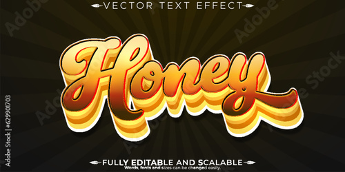 Honey text effect, editable bee and hive font style