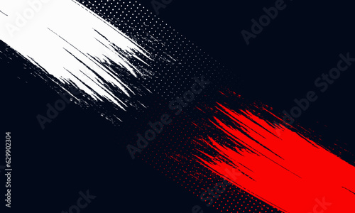 Minimal Abstract Red and White Frame Sports Grunge Design On Dark Background