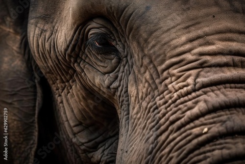 Close up of an elephant. Ai generative.