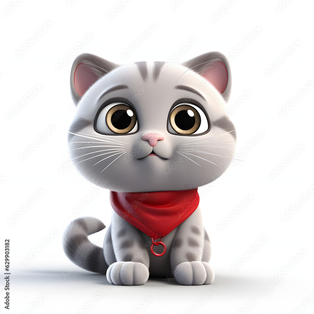 Fototapeta premium cute cat 3d animation Made with Generative AI