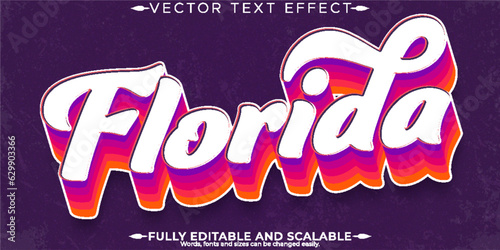 Florida text effect, editable vintage and retro text style