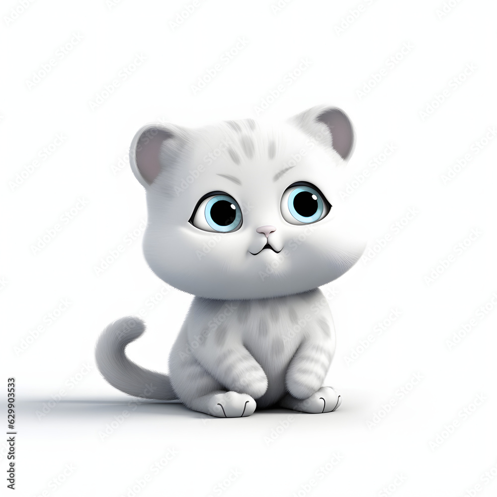 Fototapeta premium cute cat 3d animation Made with Generative AI