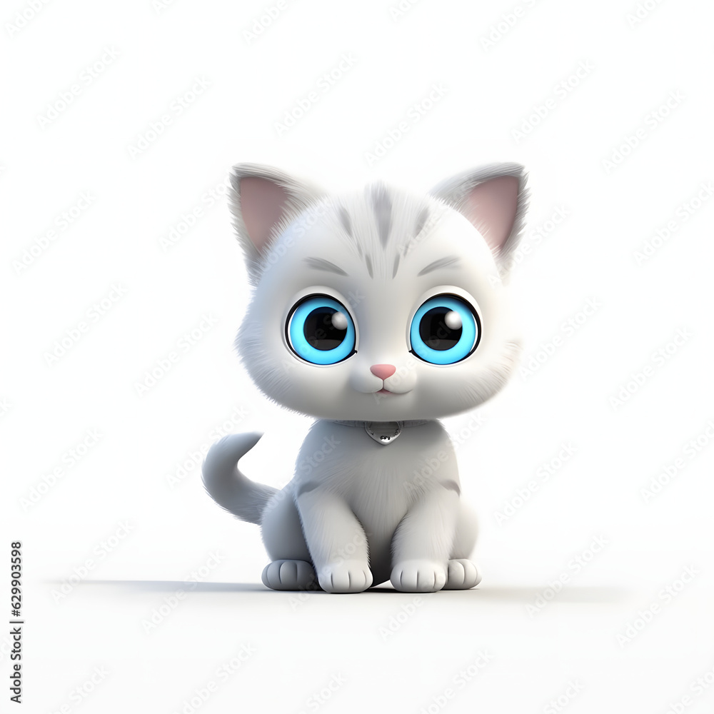 Fototapeta premium cute cat 3d animation Made with Generative AI