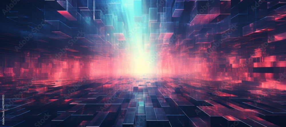 Naklejka premium Virtual three dimension world background. Generative AI technology.