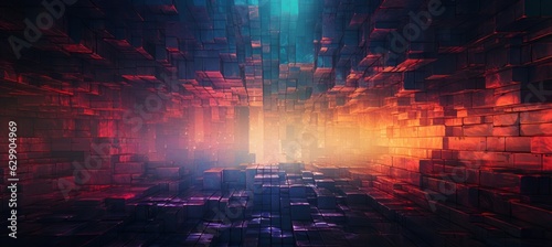 Three dimension cube world background. Generative AI technology.