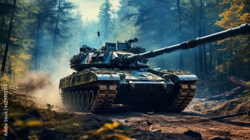 Leopard 2 armored tank in terrain