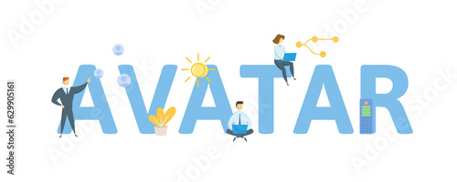 Avatar. Concept with keyword, people and icons. Flat vector illustration. Isolated on white.