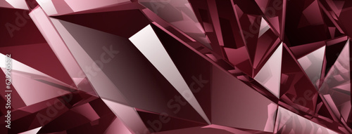 Abstract crystal background in burgundy colors with refracting of light and highlights on the facets