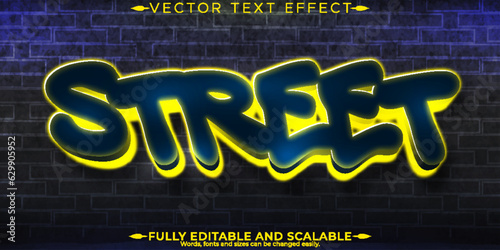 Graffiti yellow text effect, editable spray and street text style