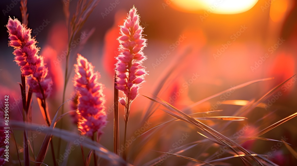 Closeup of flower background with macro lens in the beautiful light of the evening sun. Generative AI Closeup of flower background with macro lens in the beautiful light of the evening sun. Generative AI