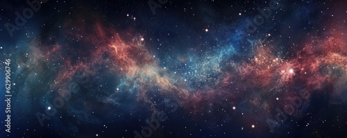 Colorful, stars and space background, panorama universe wallpaper. Generative Ai.