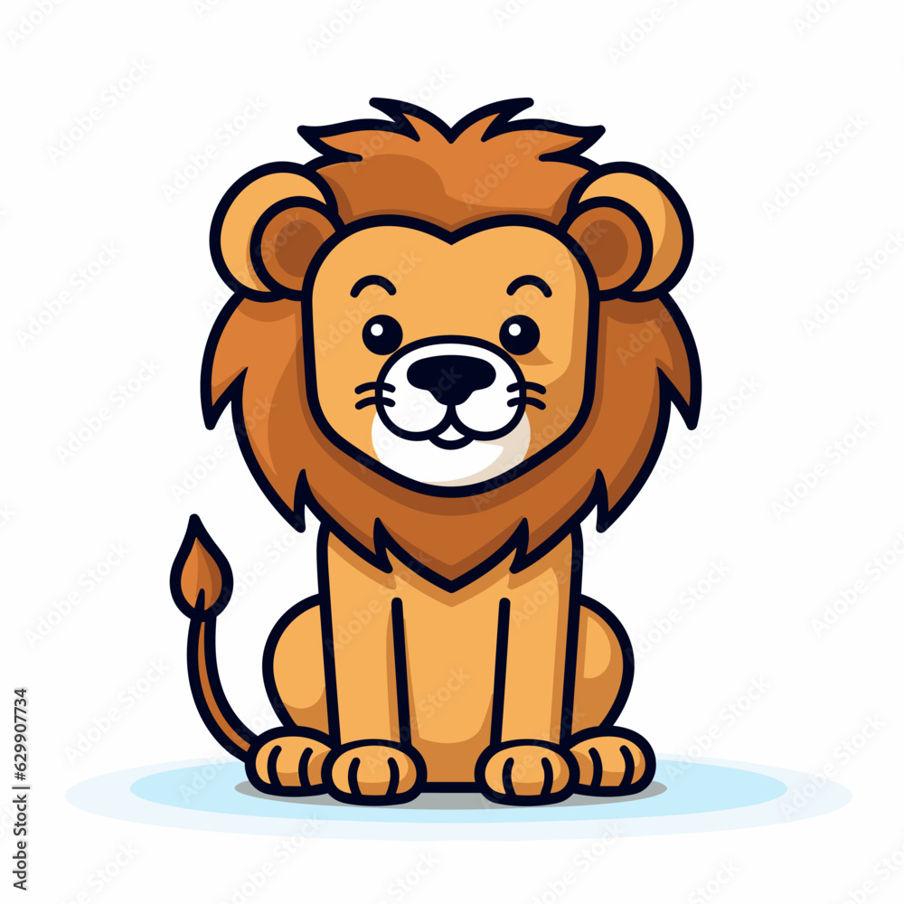 Lion. Lion hand-drawn comic illustration. Cute vector doodle style cartoon illustration. Lion. Lion hand-drawn comic illustration. Cute vector doodle style cartoon illustration.