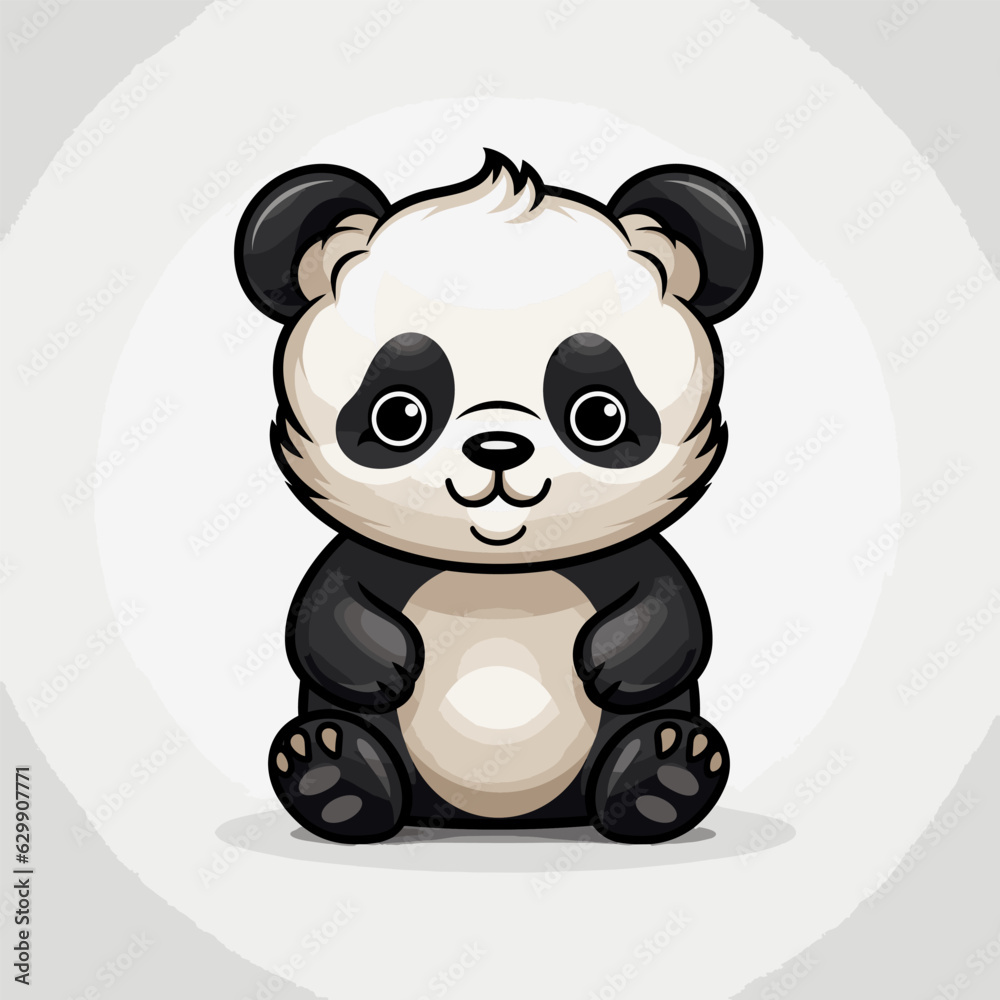 Fototapeta premium Panda. Panda hand-drawn comic illustration. Cute vector doodle style cartoon illustration.