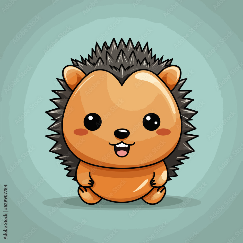 Obraz premium Porcupine. Porcupine hand-drawn comic illustration. Cute vector doodle style cartoon illustration.