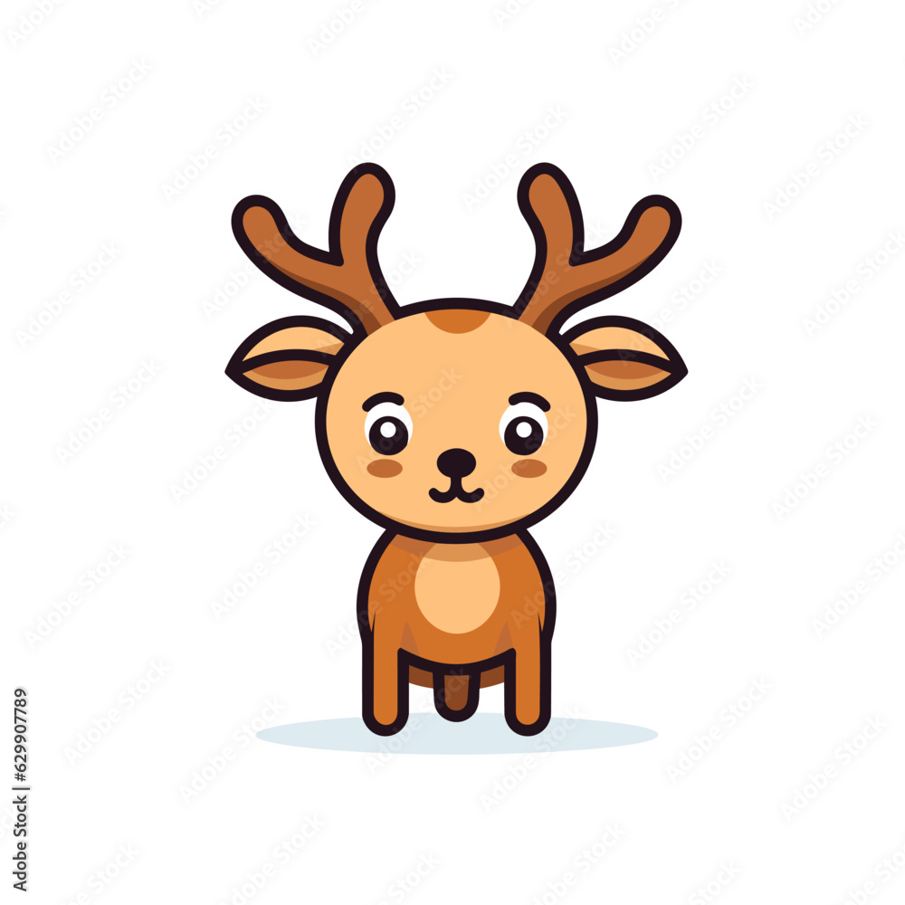 Reindeer. Reindeer hand-drawn comic illustration. Cute vector doodle style cartoon illustration.