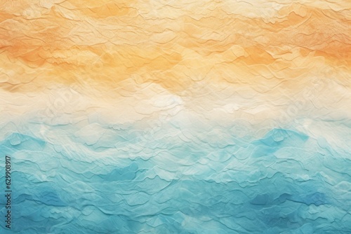 Sunset landscape boho 70's style retro graphic design, blue water ocean waves with abstract vintage art illustration, orange sun color gradient, card, poster, sticker design, simple nature element